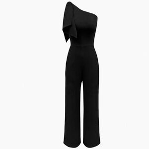 New Dress The Population Tiffany Asymmetric Crepe Wide-Leg Jumpsuit Size Small